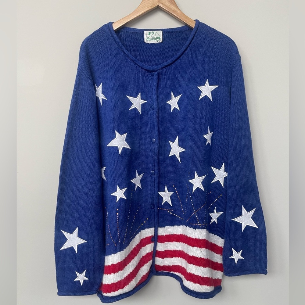 The Quacker Factory | Vintage USA Fourth of July Button Front Sweater Novelty